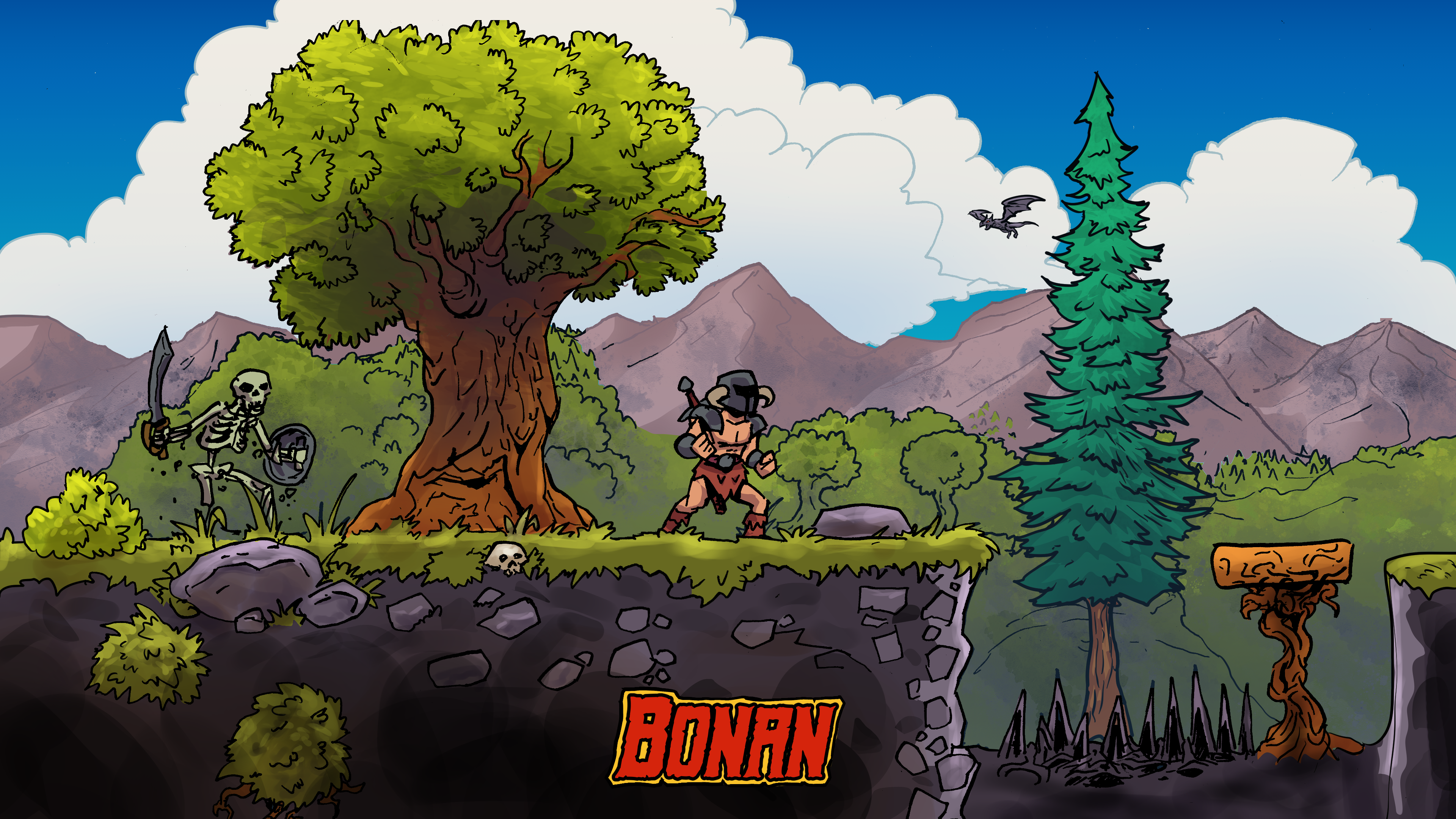 Skyrim platformer conceptart - Original dark fantasy comic illustration by Bo T. K. Michelsen (Knight of Ink)